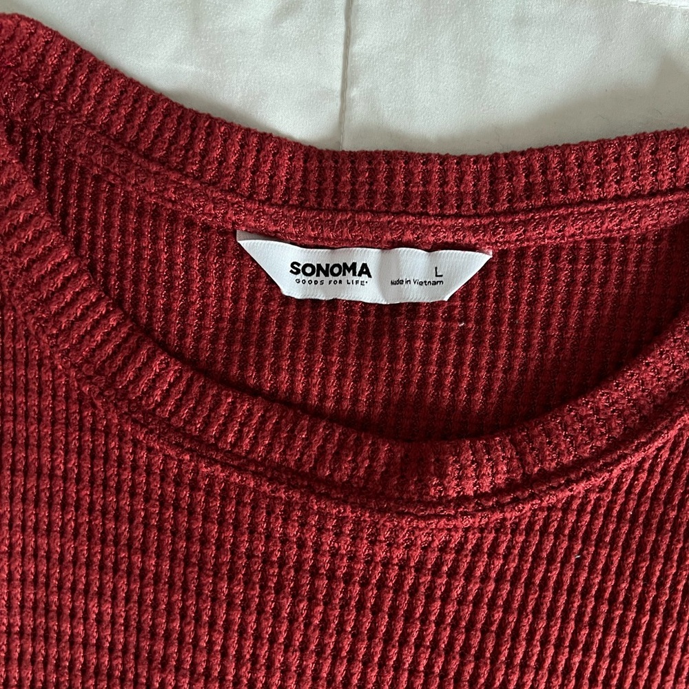 Red Waffle Knit Long Sleeve Top - Picture 2 of 2